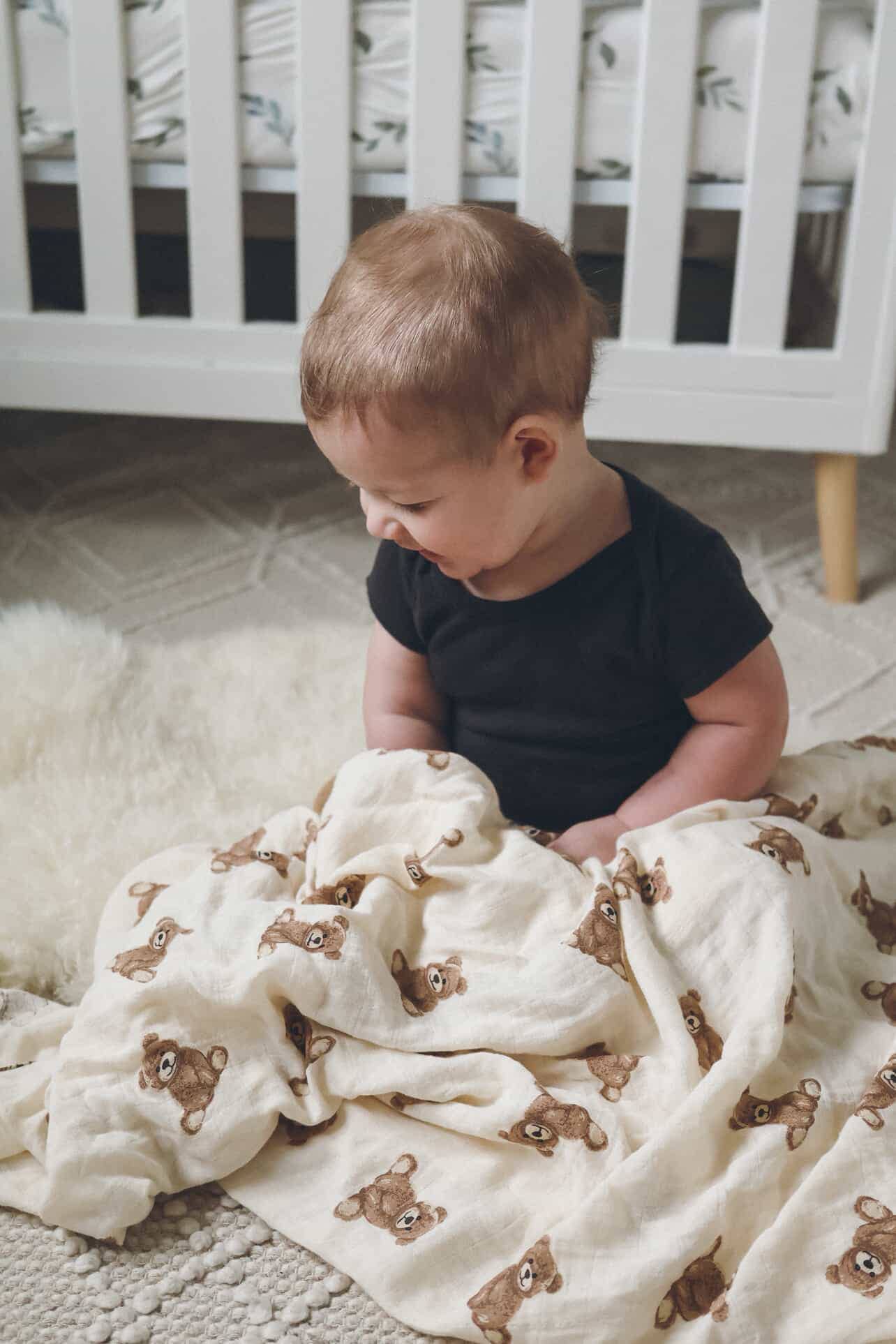 Bamboo Muslin Swaddle Teddy Bear Blanket