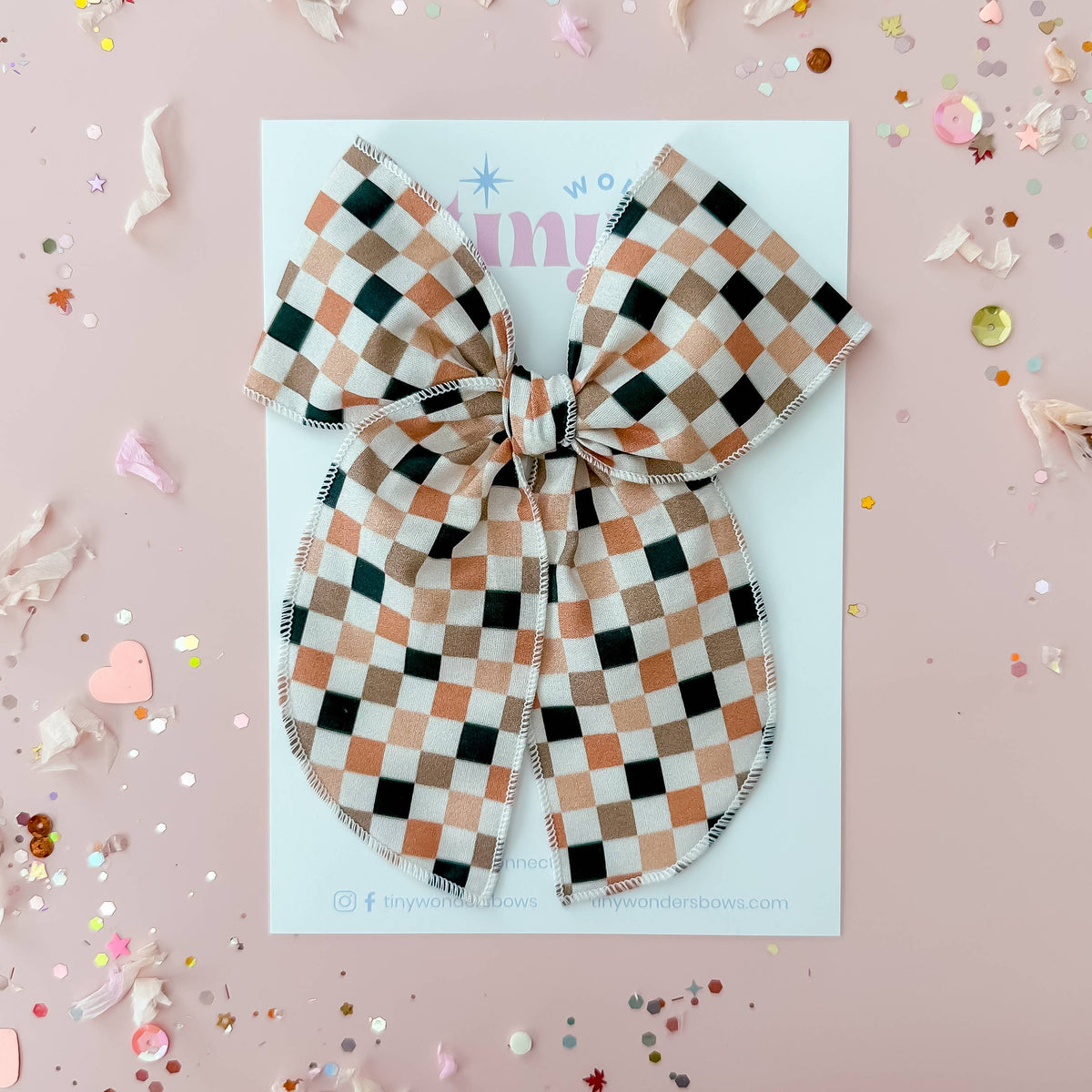 Neutral Checkered Bow