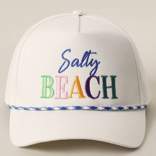 Salty Beach Embroidered + Rope Trucker Hat