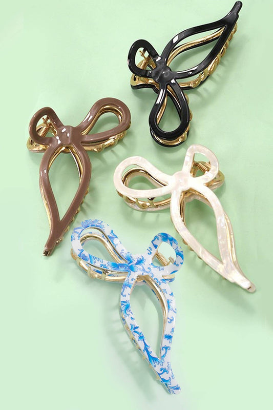 Cascade Wavy Bow Claw Clip - Large