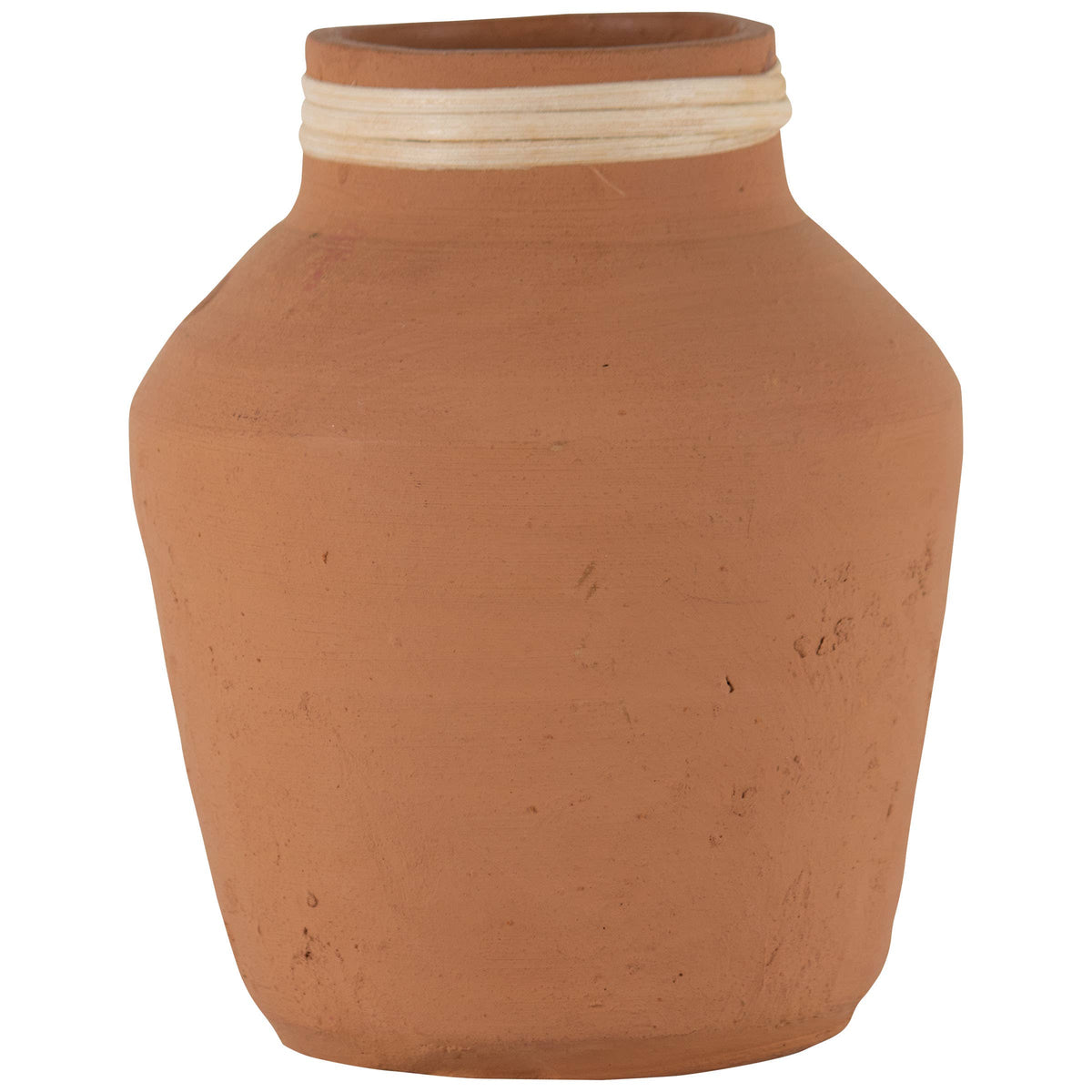 Hand Thrown Terracotta & Rattan Vase