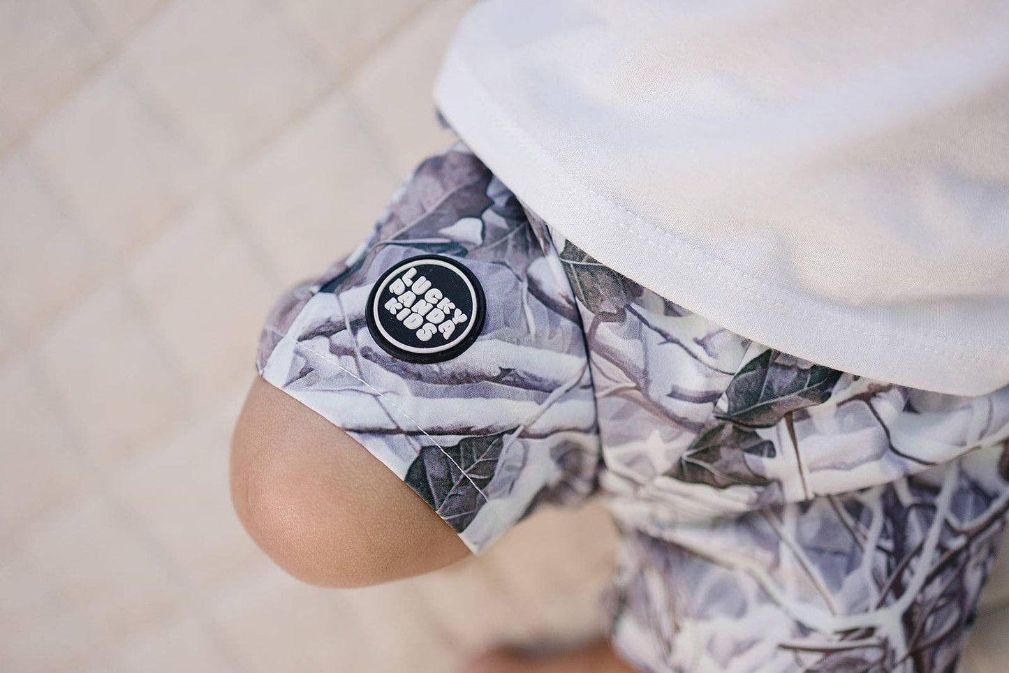 Levitt Light Wash Camo Swim Trunks