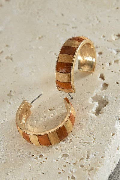 Faux Leather Two-Toned Hoop Earrings