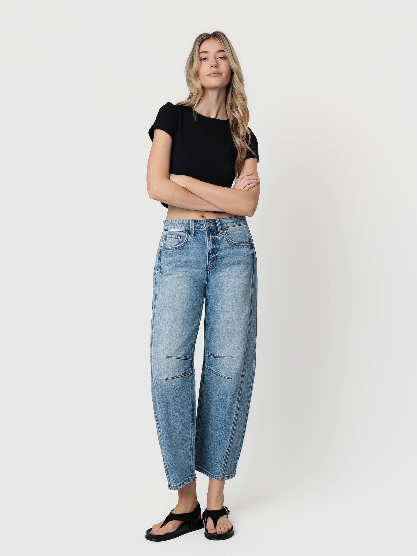 Kylie High-Rise Dart Structured Fit Barrel Denim