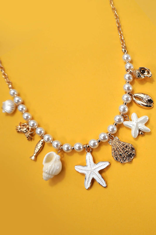 Pearl Seashell Charm Necklace