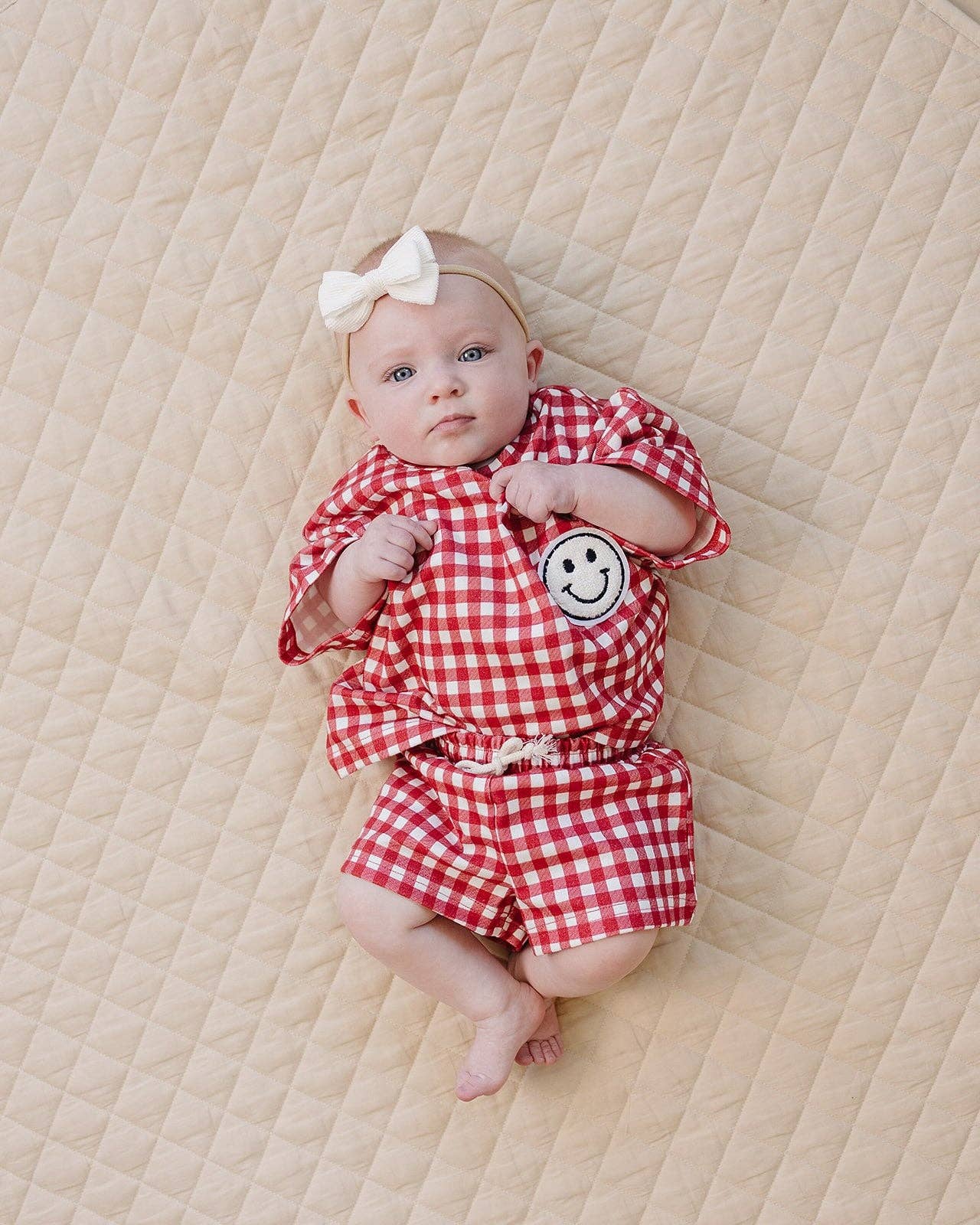 Red Gingham Shorts Set