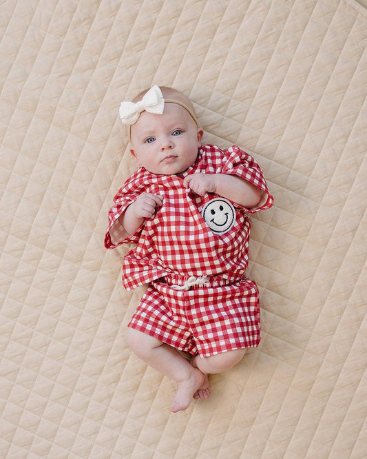 Red Gingham Shorts Set