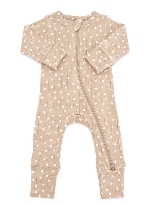 Almond Bloom Organic Pointelle 2-Way Zip Sleeper