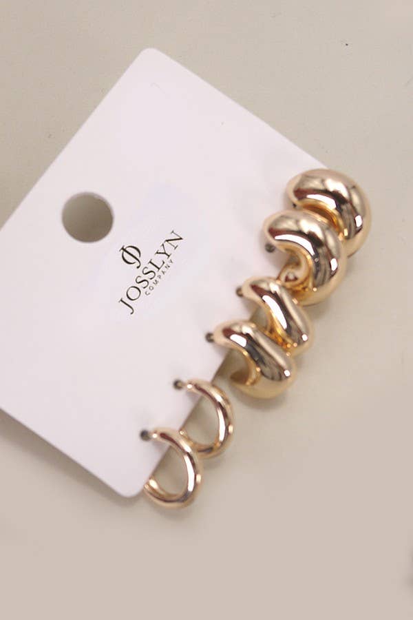 Bubble Hoop Huggie Trio