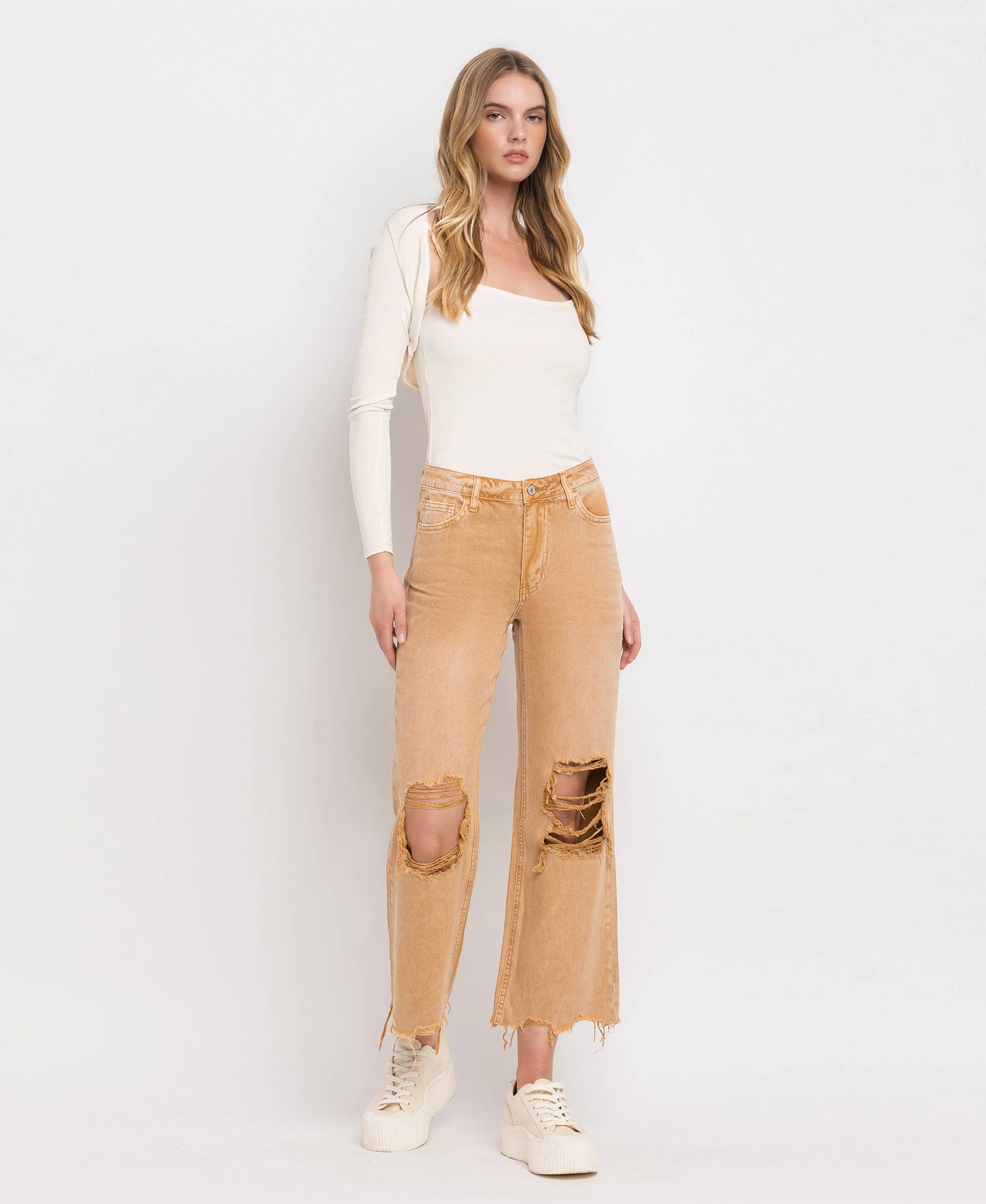90'S Vintage Super High-Rise Crop Flares