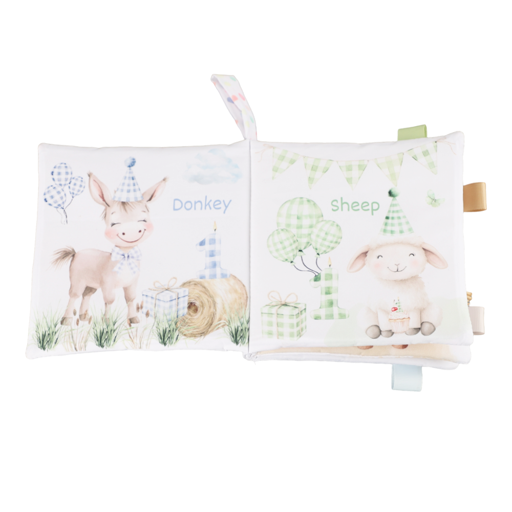 Birthday on the Farm10-Page Crinkle Soft Cloth Baby Book