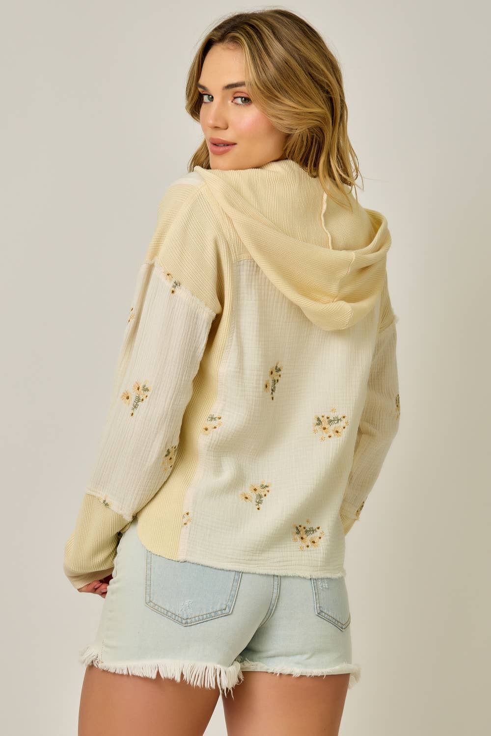 Ashlyn Washed Embroidery Hooded Shacket