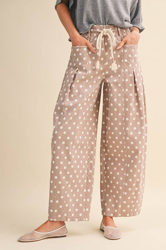 MaKenzie Polka Pleated Barrel Stretch Denim