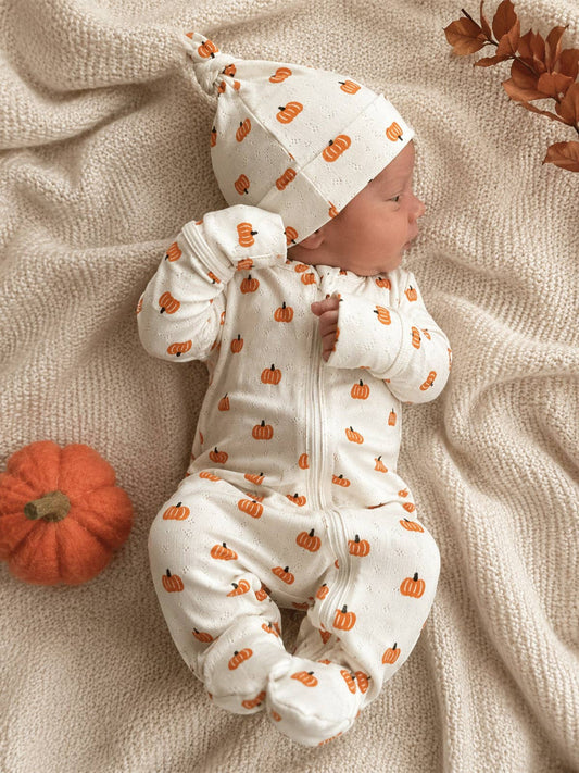 Pumpkin Organic Pointelle 2-Way Zip Footie