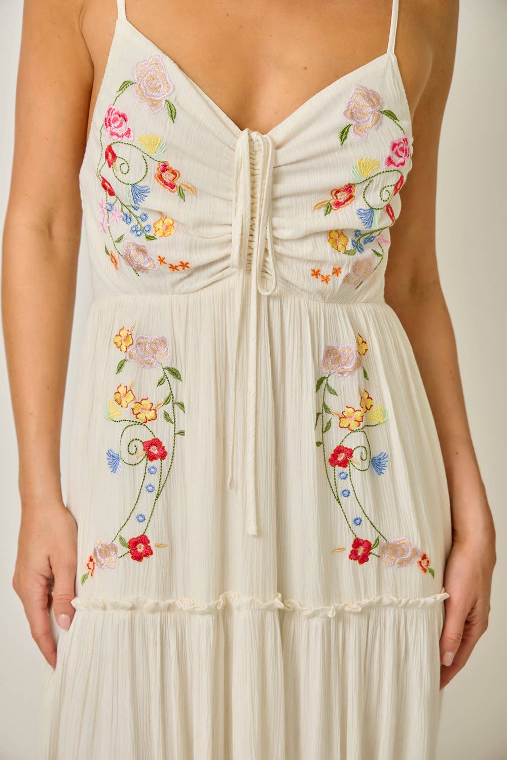 Danielle Embroidered Boho Midi Dress