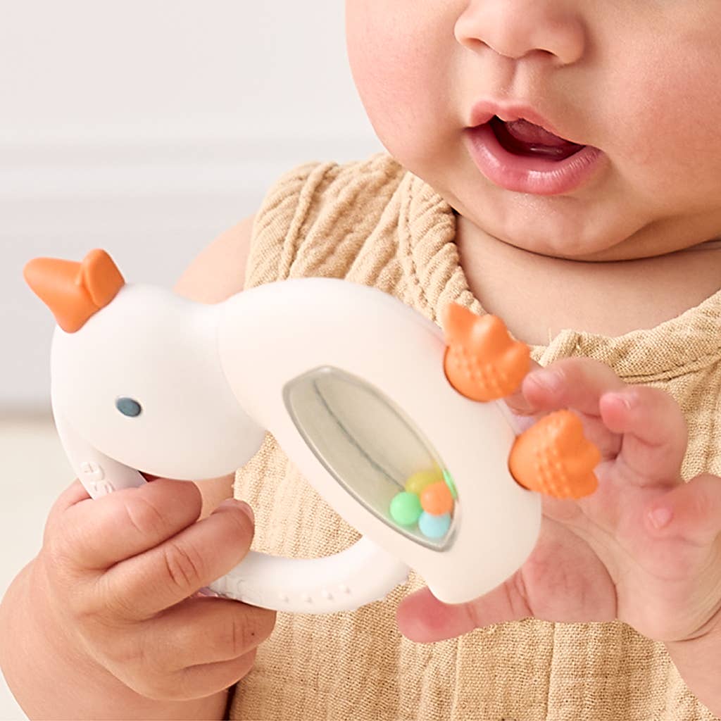 Goosey Bitzy Shake™ - Silicone Teether with Rattle