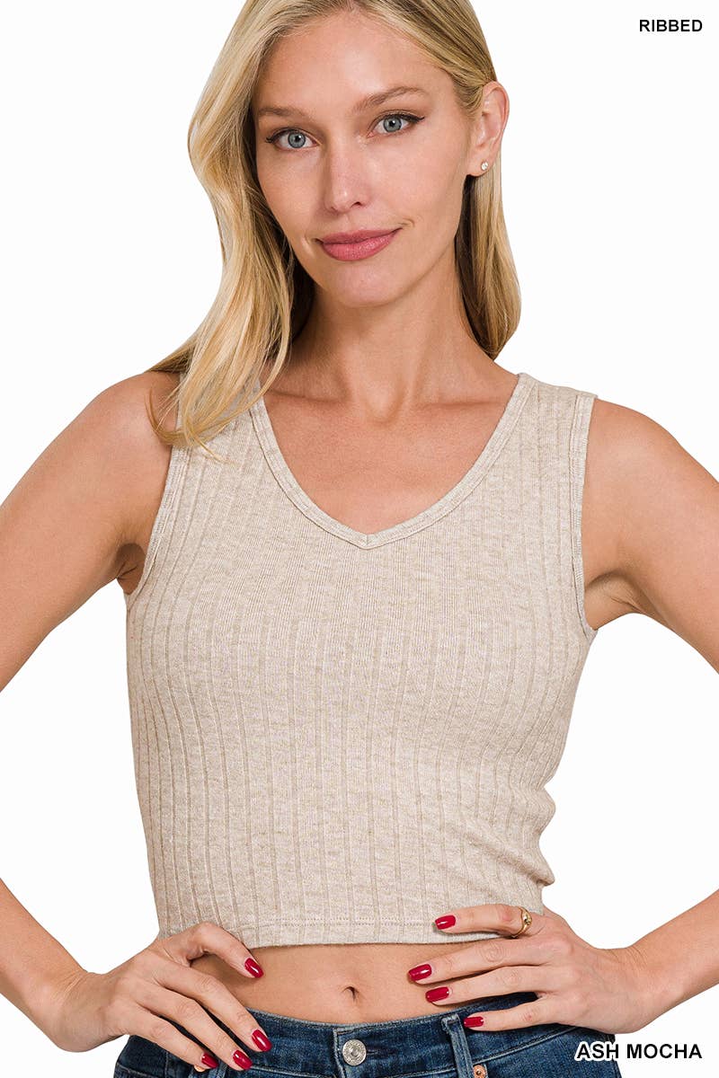 Raegan Ribbed Sleeveless Crop Tank