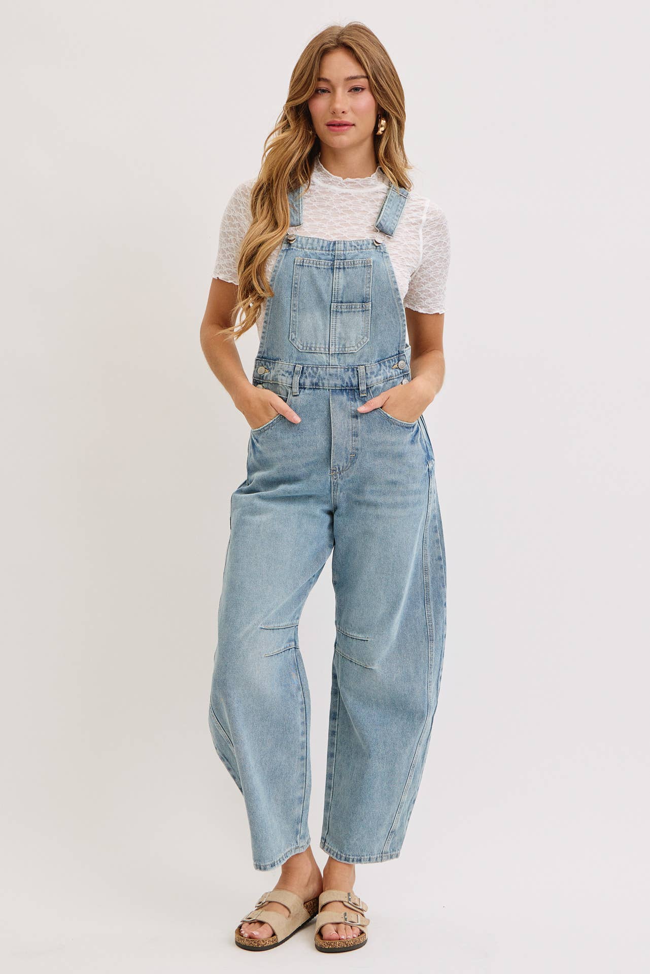 Kristin Barrel Denim Overalls
