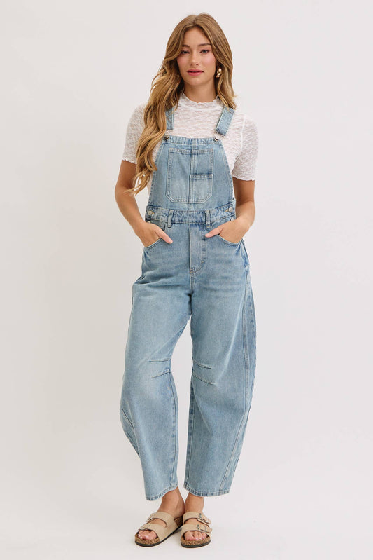 Kristin Barrel Denim Overalls