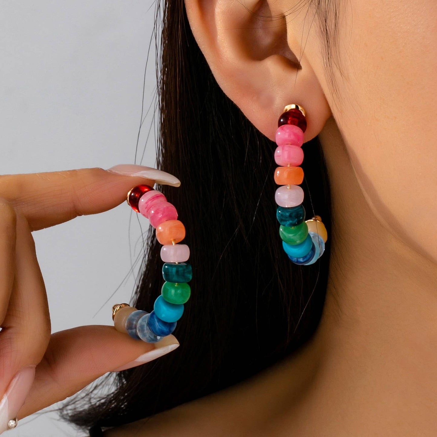 Take Me To Spain Rainbow Beaded Earrings