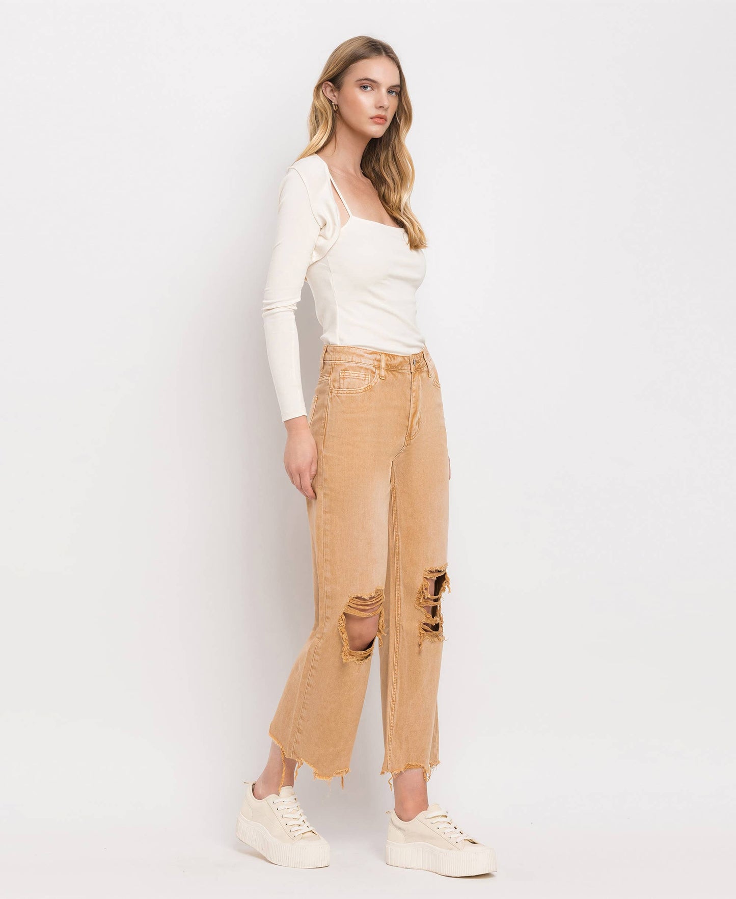 90'S Vintage Super High-Rise Crop Flares