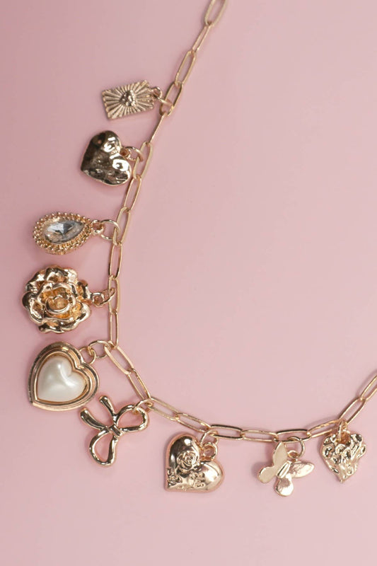 Coquette Heart Charm Necklace