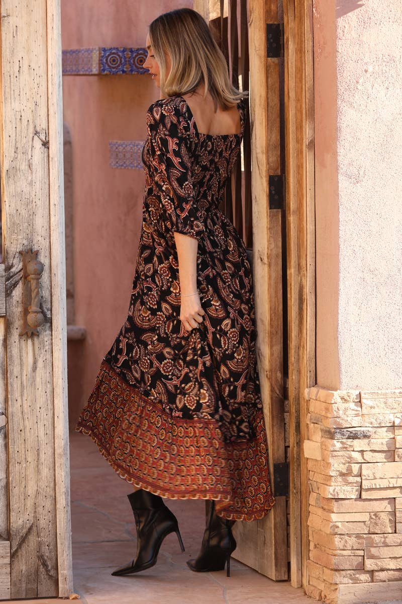 Taryn Twist Front Half Sleeve Maxi Dress w/Slit