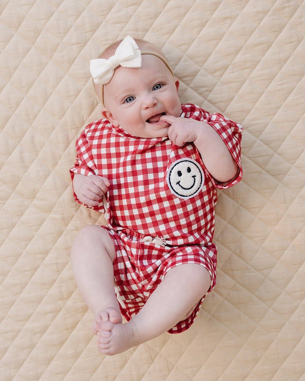 Red Gingham Shorts Set
