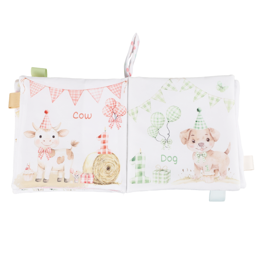 Birthday on the Farm10-Page Crinkle Soft Cloth Baby Book