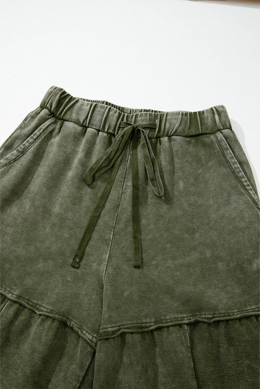 Quinn Mineral Wash Tiered Wide Leg Boho Pant
