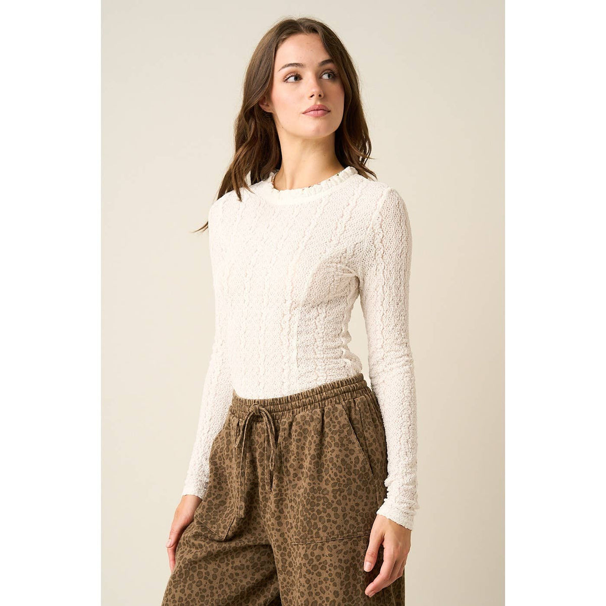 Yaya Textured Long Sleeve Top