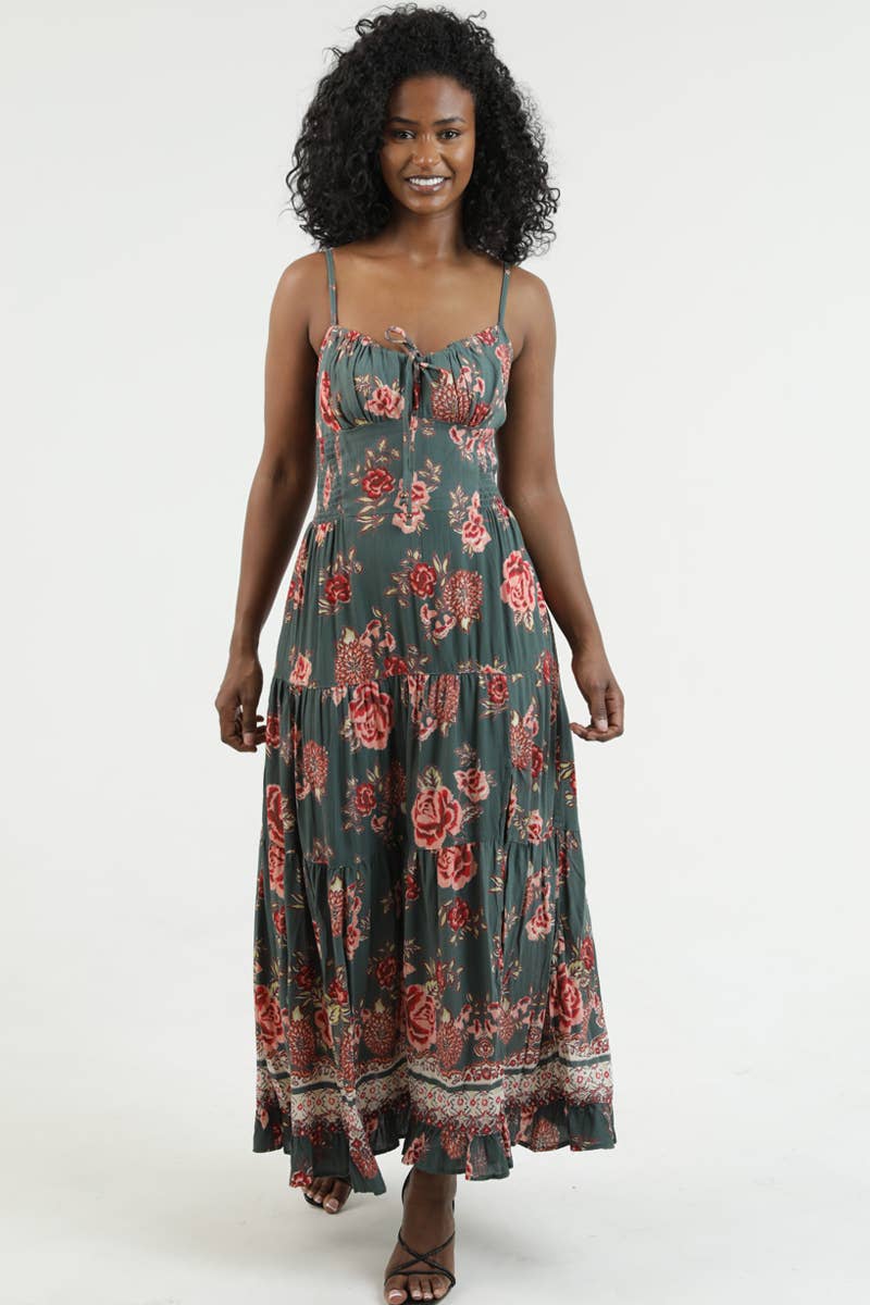 Forever Floral Print Maxi Dress w/Slit & Pockets