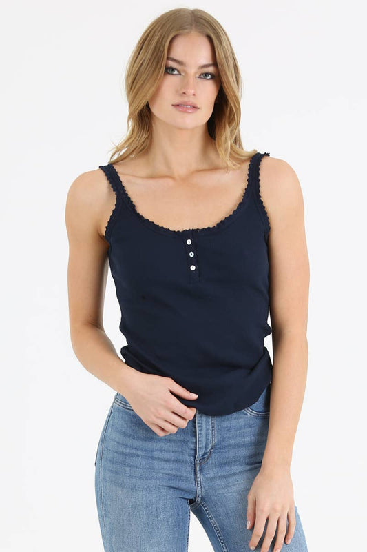 Tequila Lace Trim Rib Knit Cami