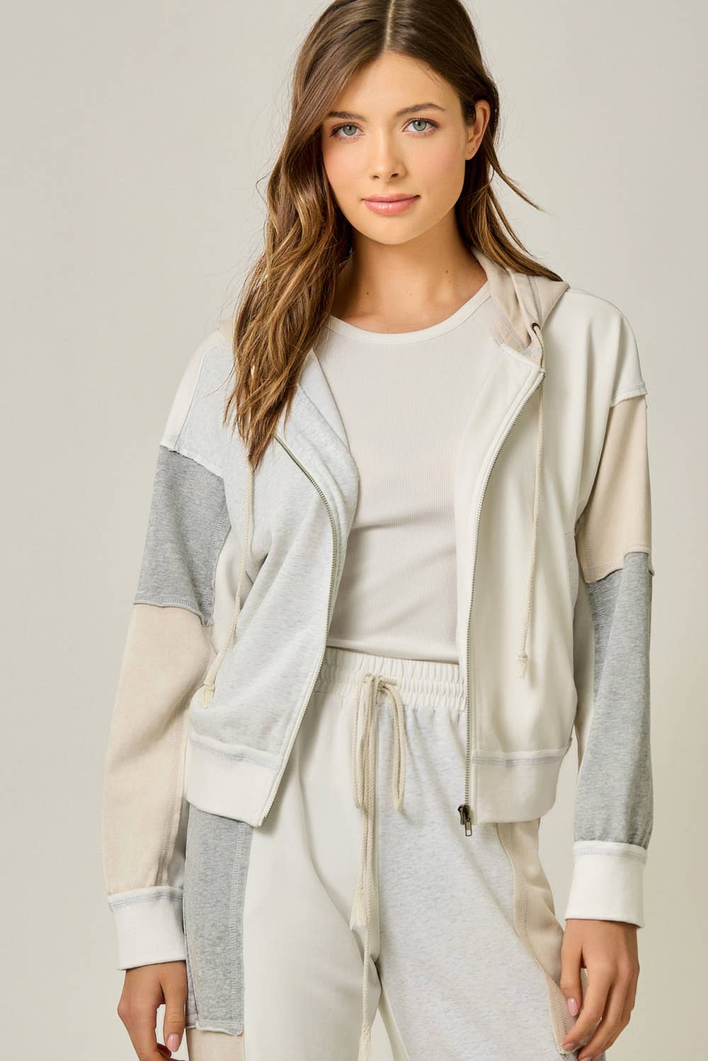 Spring Colorblock Zip-Up Hoodie