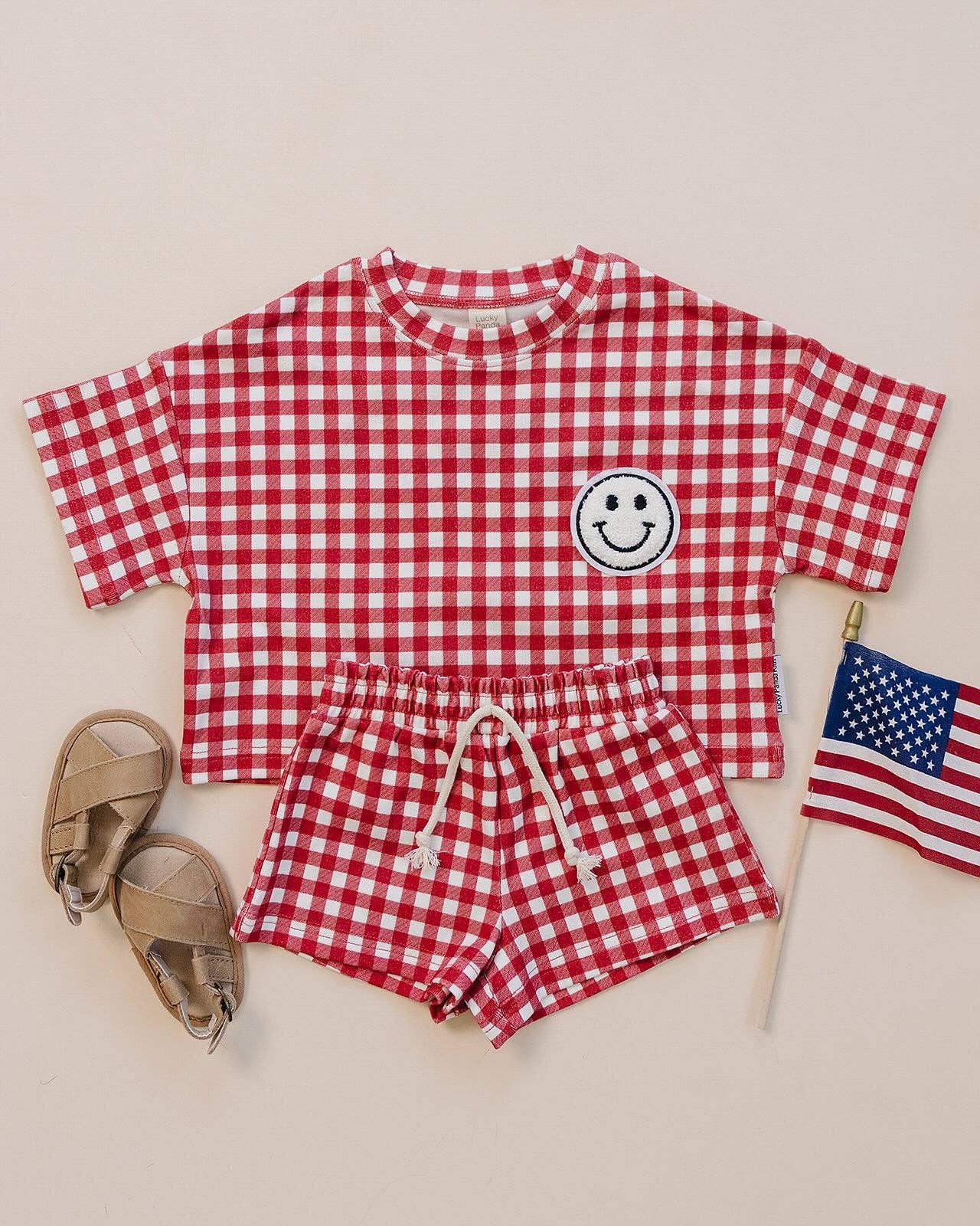 Red Gingham Shorts Set