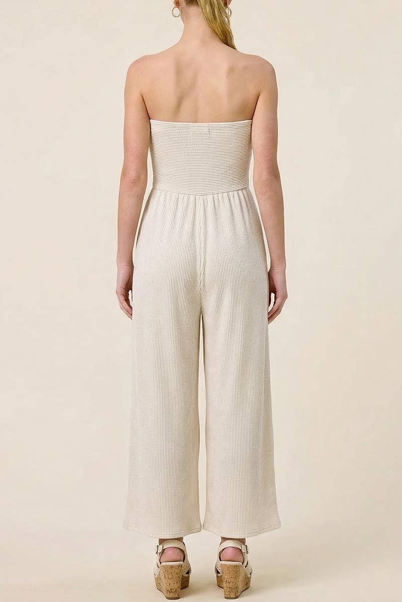 Solid Color Strapless Knotted Beachfront Jumper w/ Pockets