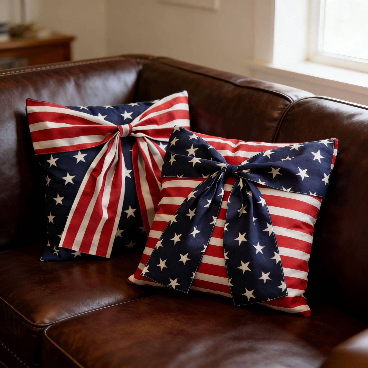 4th of July American Flag Bow Pillow Case/Cover