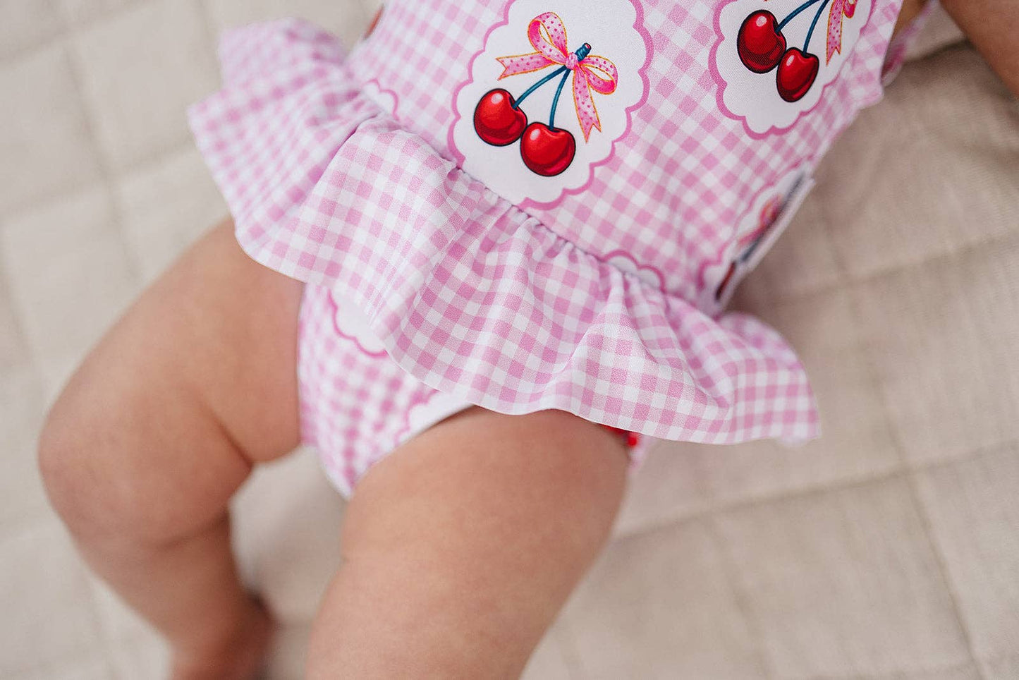 Gingham Cherry One Piece Swimmie