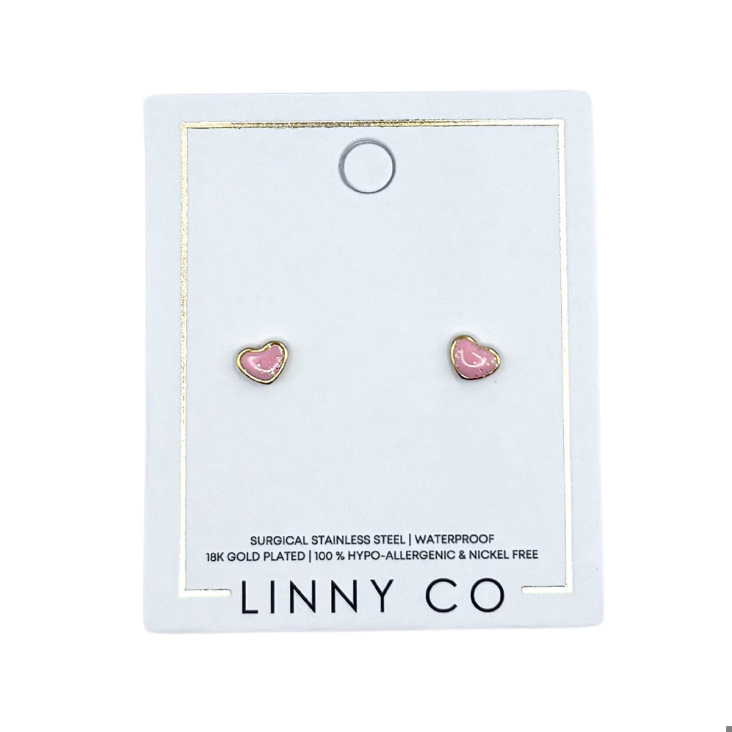 Screwback Stud Earrings - Nora Heart Pink