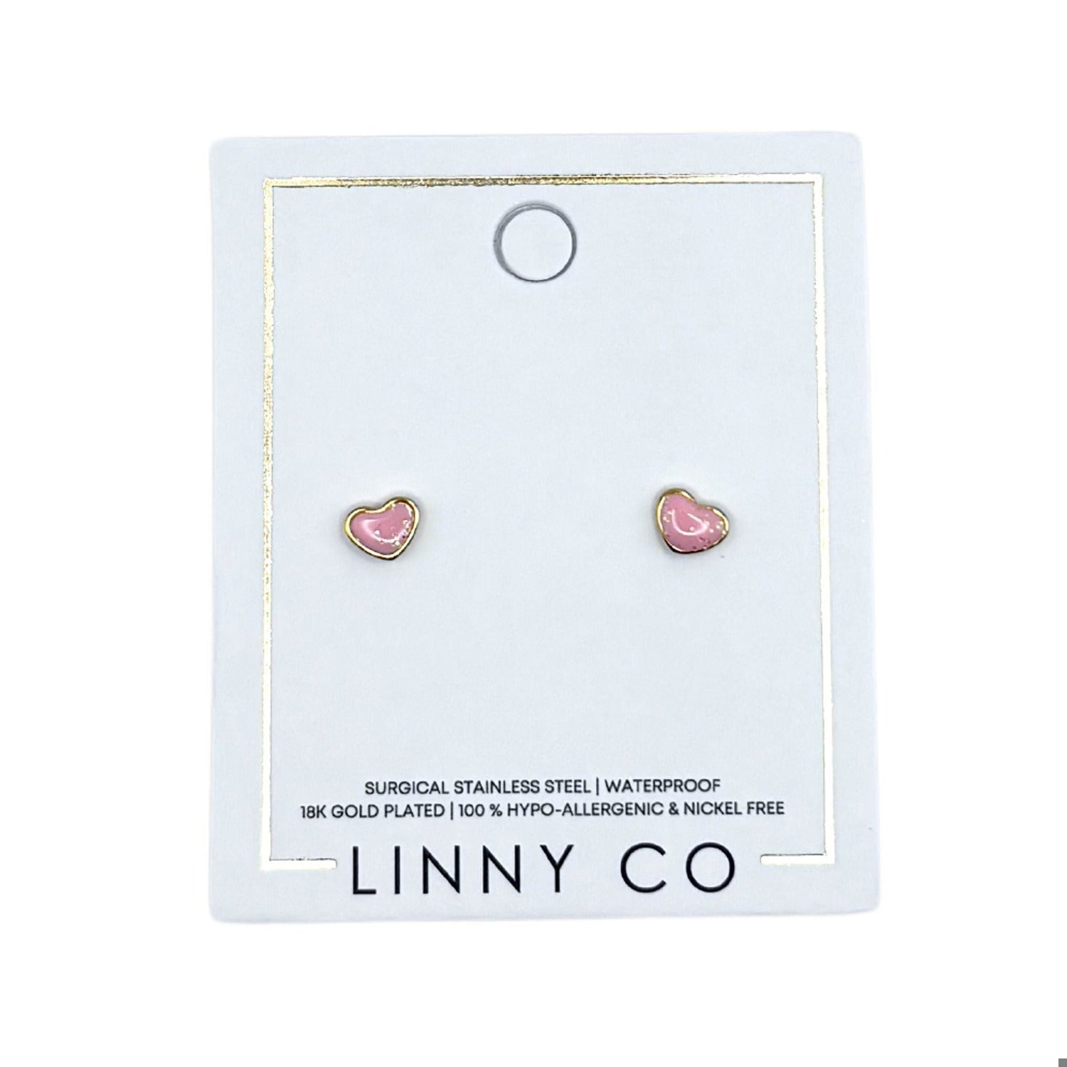 Screwback Stud Earrings - Nora Heart Pink