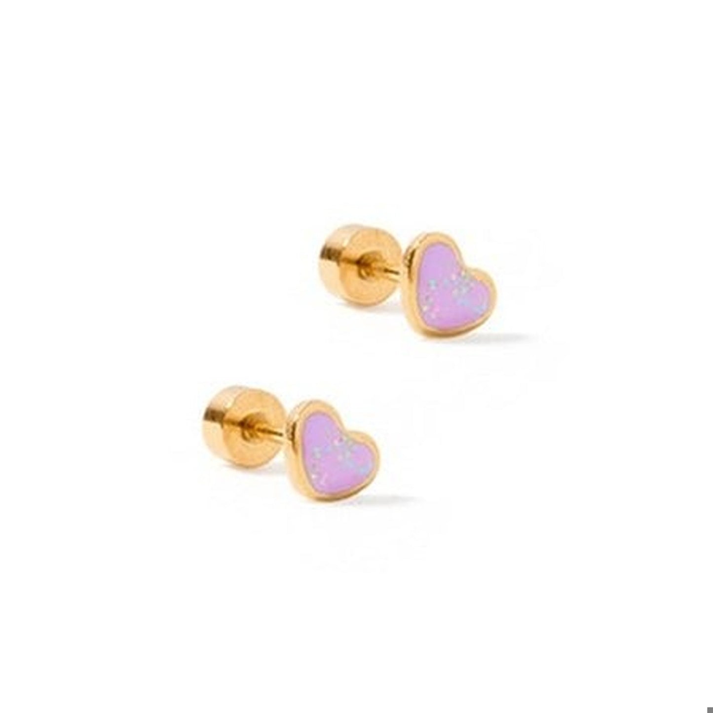 Screwback Stud Earrings - Nora Heart Purple