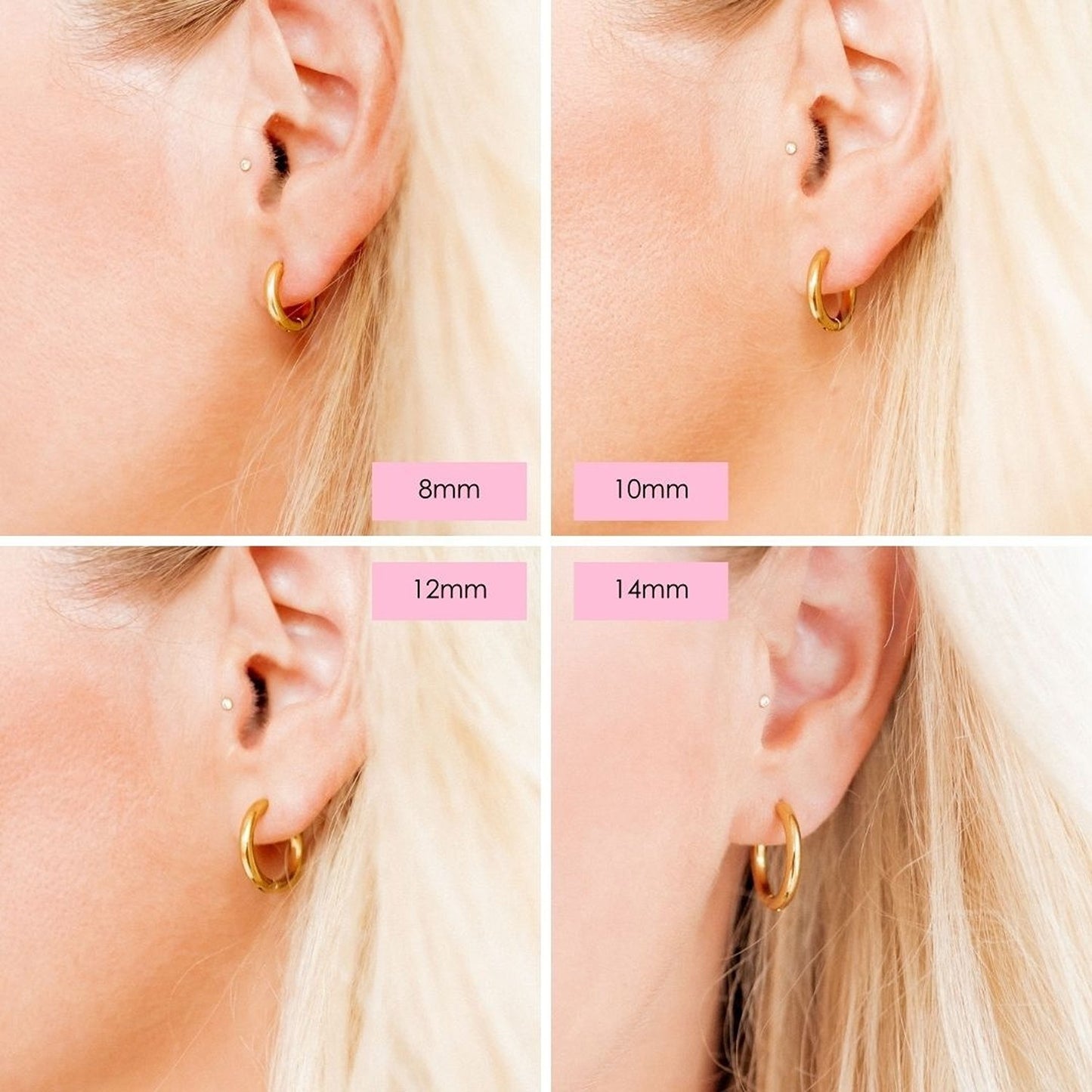 Huggie Earrings - Scarlett Hoop Gold 14mm