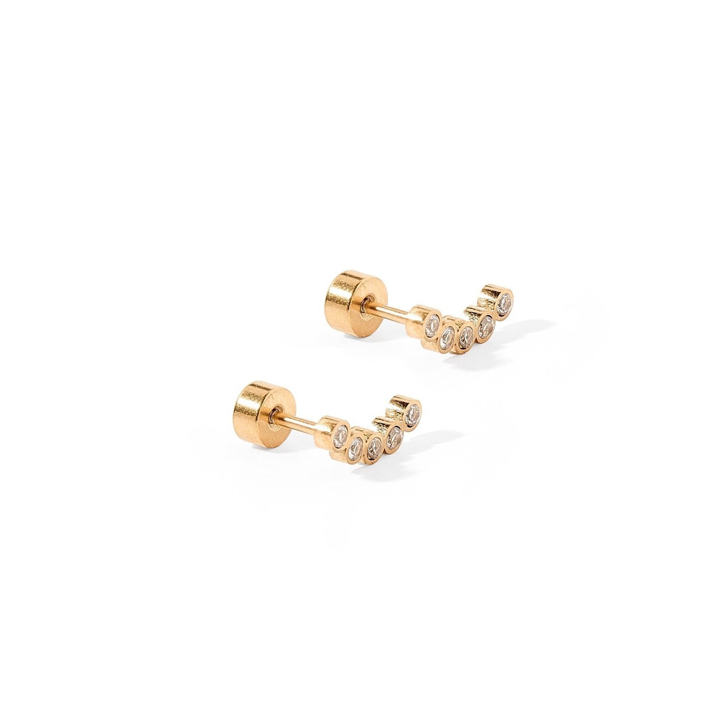Screwback Stud Earrings - Abigail Sparkle Gold