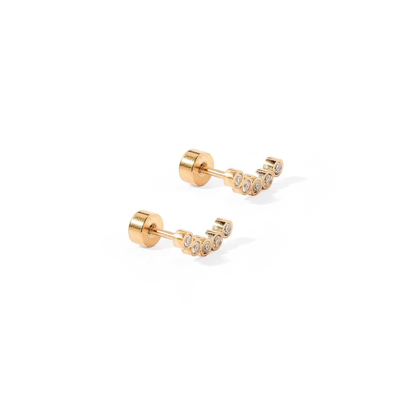 Screwback Stud Earrings - Abigail Sparkle Gold