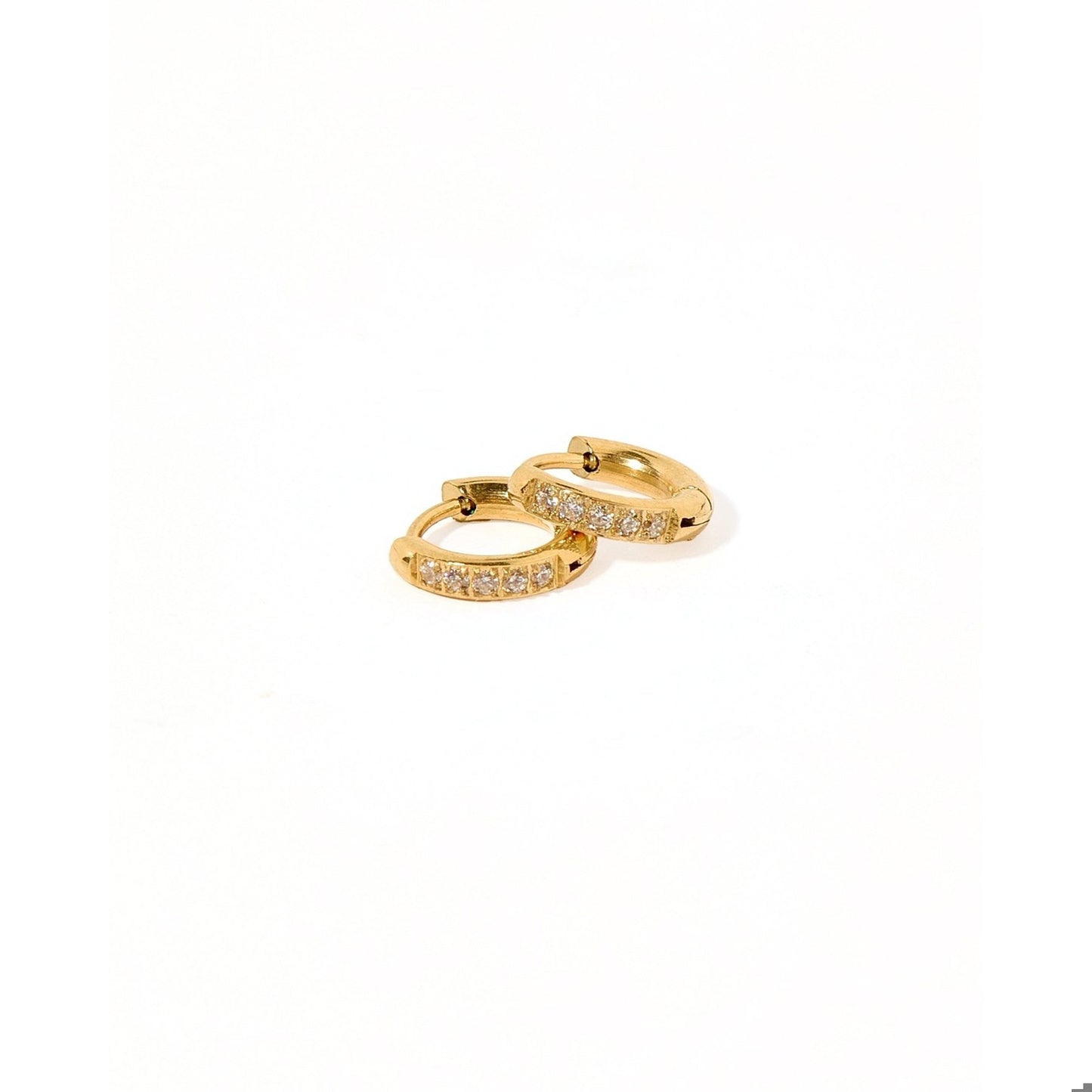 Huggie Earrings - Scarlett Hoop Gold 8mm CZ
