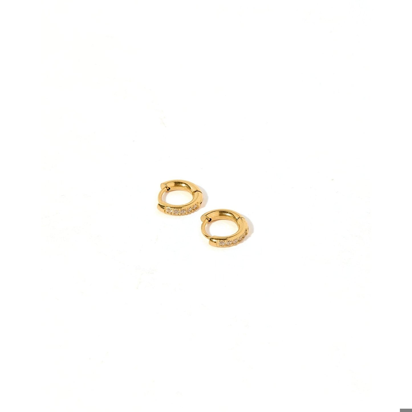 Huggie Earrings - Scarlett Hoop Gold 8mm CZ