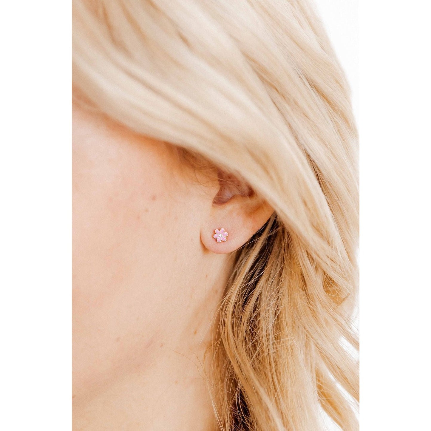 Screwback Stud Earrings - Alli Pink