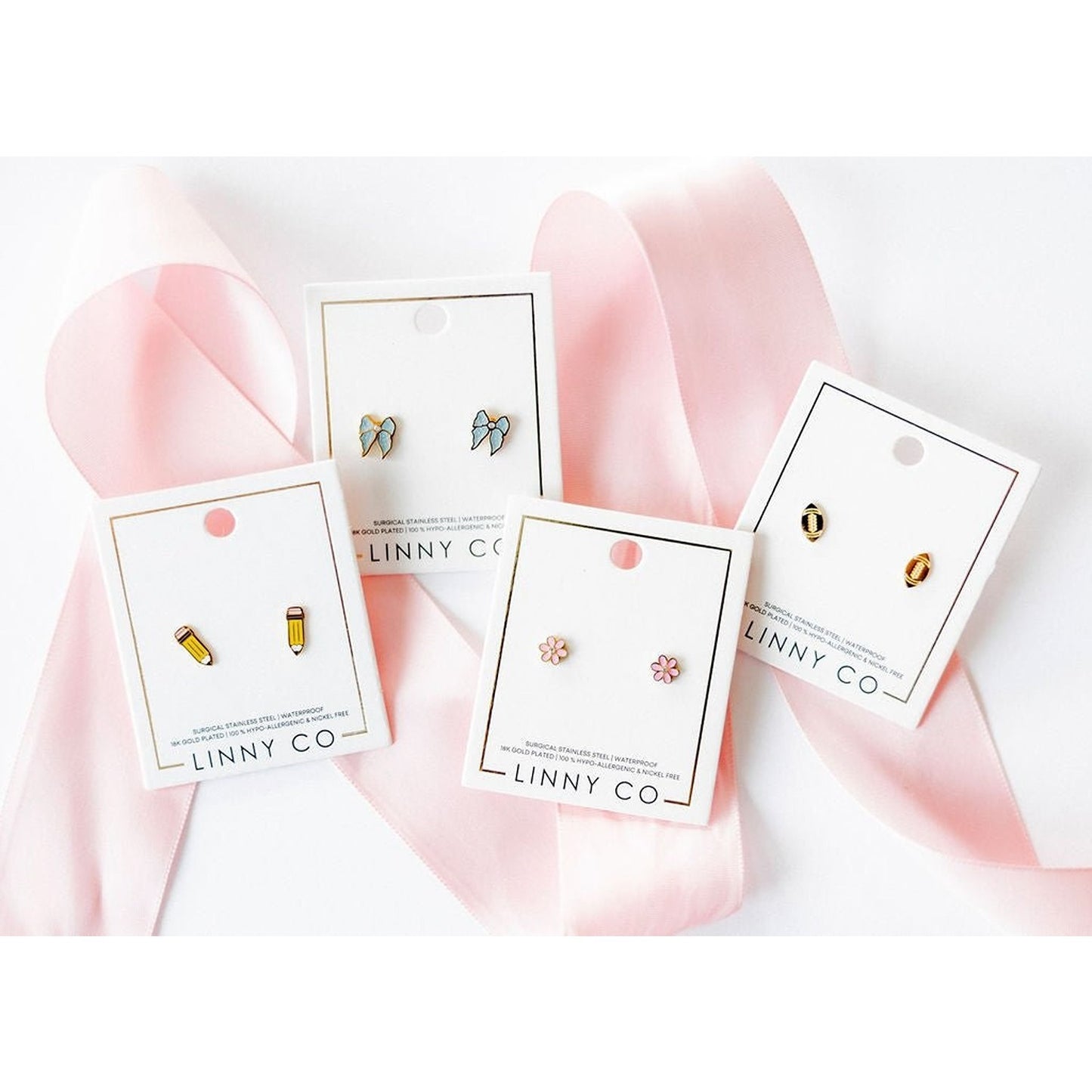 Screwback Stud Earrings - Alli Pink