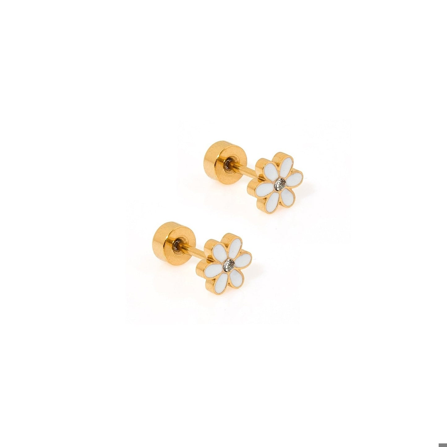 Screwback Stud Earrings - Alli White