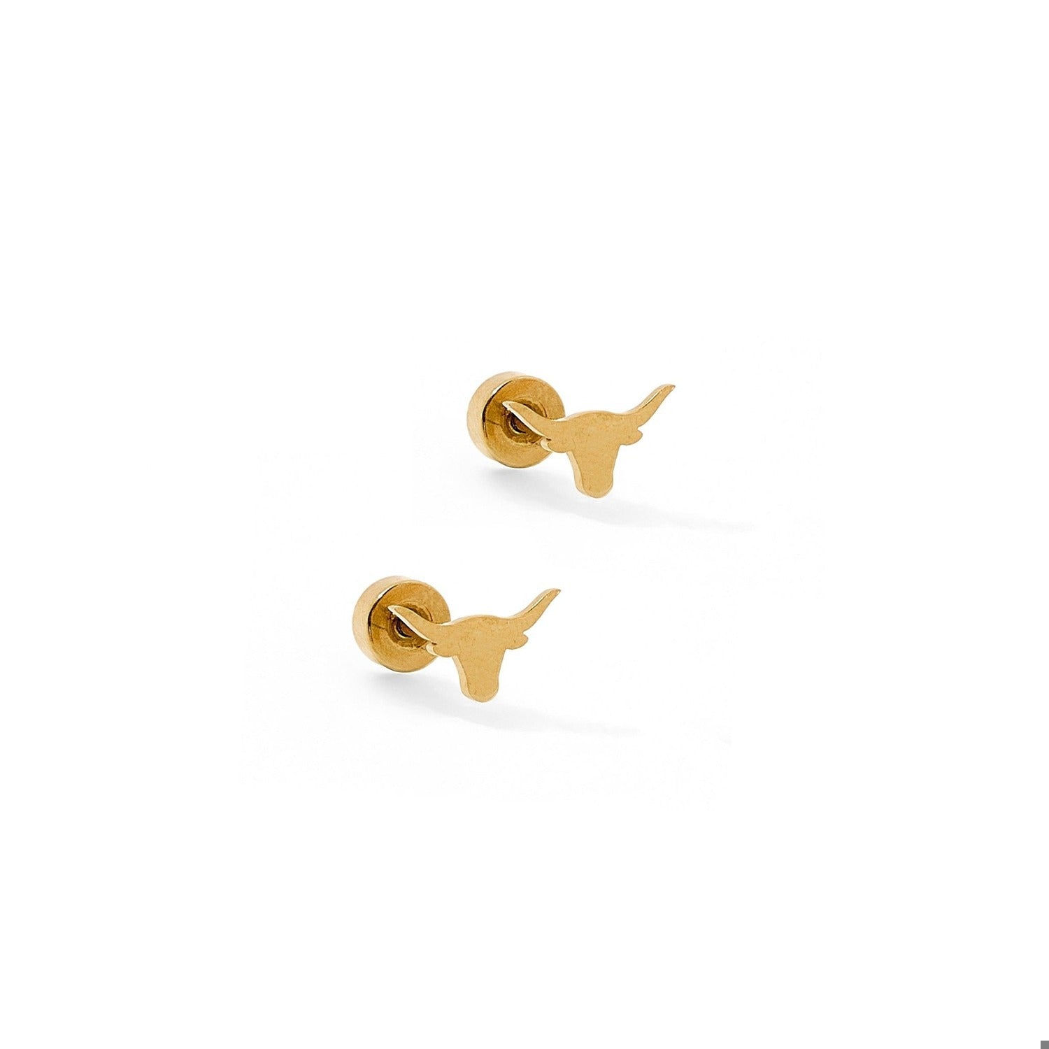 Screwback Stud Earrings - Texas Steer Gold